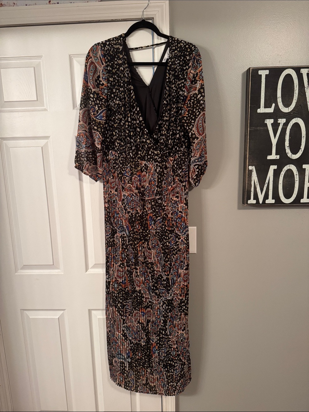DR2 Black Maxi Dress with Multicolor Paisley